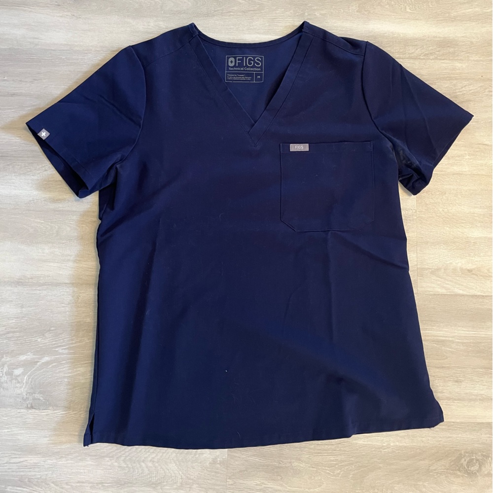 Figs Navy One-Pocket Scrub Top